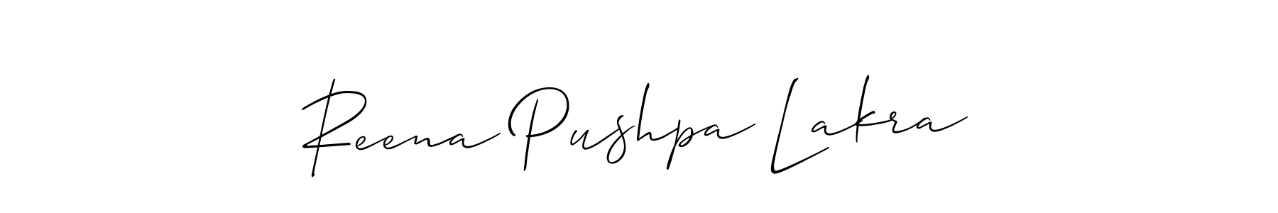 How to make Reena Pushpa Lakra name signature. Use Allison_Script style for creating short signs online. This is the latest handwritten sign. Reena Pushpa Lakra signature style 2 images and pictures png