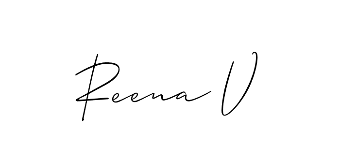 Design your own signature with our free online signature maker. With this signature software, you can create a handwritten (Allison_Script) signature for name Reena V. Reena V signature style 2 images and pictures png