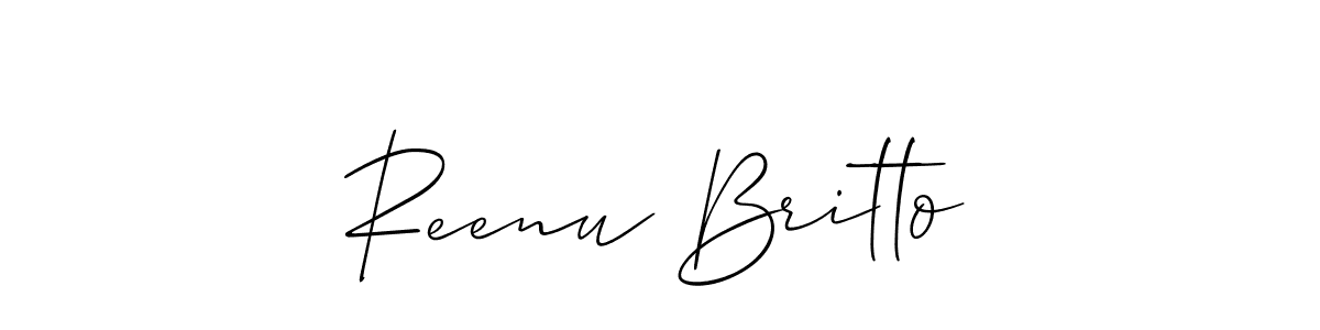 Similarly Allison_Script is the best handwritten signature design. Signature creator online .You can use it as an online autograph creator for name Reenu Britto. Reenu Britto signature style 2 images and pictures png