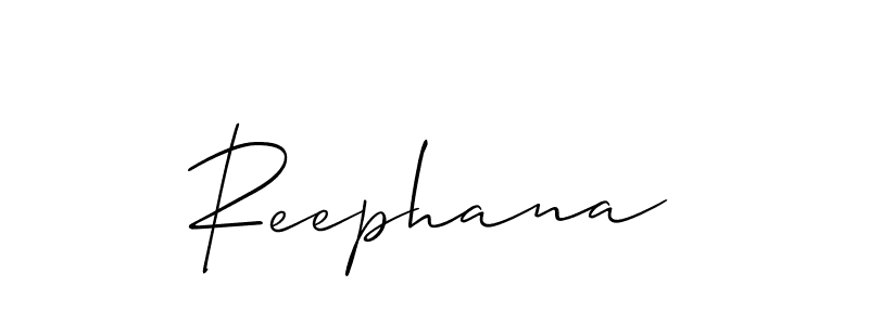 Reephana stylish signature style. Best Handwritten Sign (Allison_Script) for my name. Handwritten Signature Collection Ideas for my name Reephana. Reephana signature style 2 images and pictures png