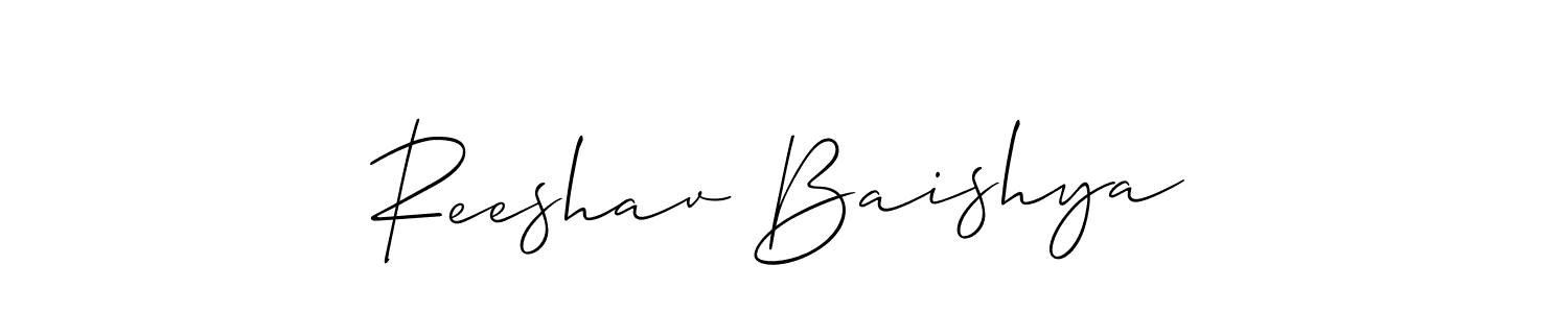 How to make Reeshav Baishya signature? Allison_Script is a professional autograph style. Create handwritten signature for Reeshav Baishya name. Reeshav Baishya signature style 2 images and pictures png