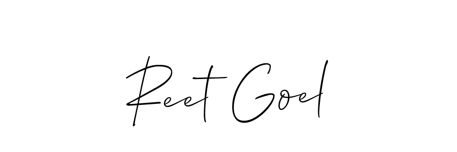 Make a beautiful signature design for name Reet Goel. With this signature (Allison_Script) style, you can create a handwritten signature for free. Reet Goel signature style 2 images and pictures png