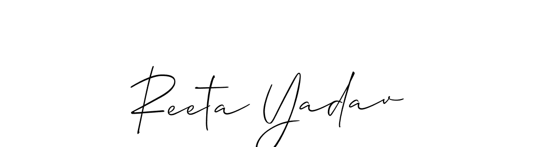 The best way (Allison_Script) to make a short signature is to pick only two or three words in your name. The name Reeta Yadav include a total of six letters. For converting this name. Reeta Yadav signature style 2 images and pictures png