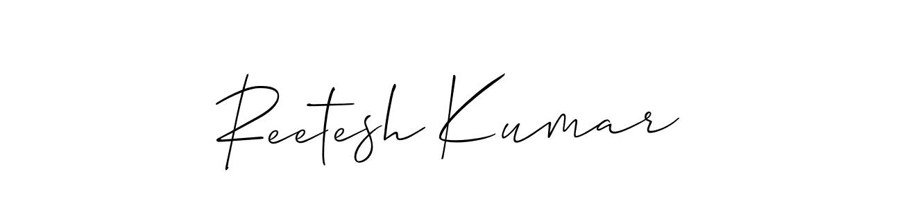 Allison_Script is a professional signature style that is perfect for those who want to add a touch of class to their signature. It is also a great choice for those who want to make their signature more unique. Get Reetesh Kumar name to fancy signature for free. Reetesh Kumar signature style 2 images and pictures png