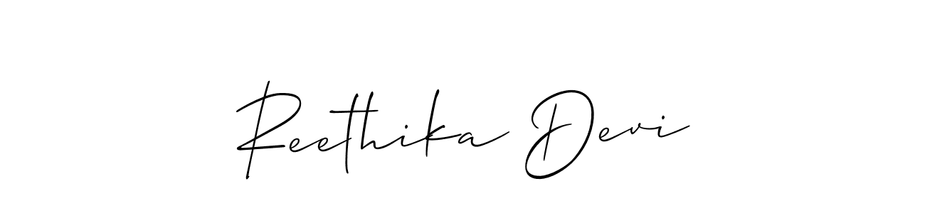 Create a beautiful signature design for name Reethika Devi. With this signature (Allison_Script) fonts, you can make a handwritten signature for free. Reethika Devi signature style 2 images and pictures png