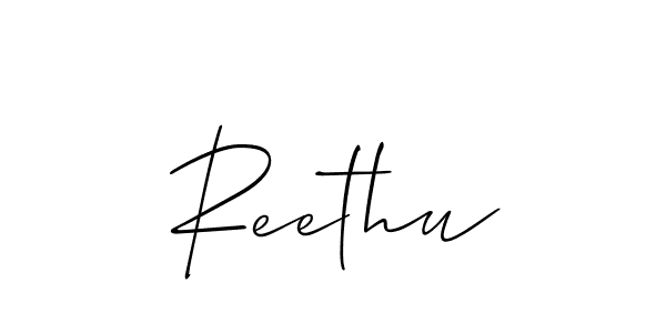 Allison_Script is a professional signature style that is perfect for those who want to add a touch of class to their signature. It is also a great choice for those who want to make their signature more unique. Get Reethu name to fancy signature for free. Reethu signature style 2 images and pictures png