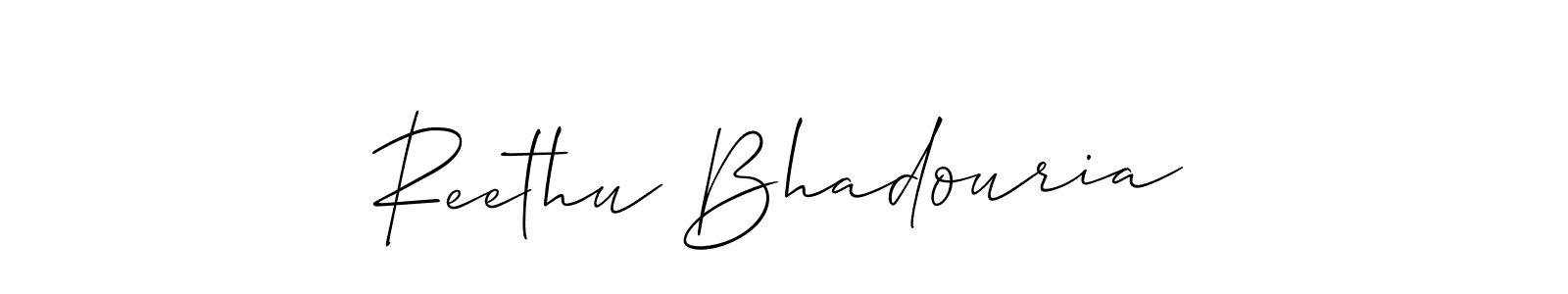 if you are searching for the best signature style for your name Reethu Bhadouria. so please give up your signature search. here we have designed multiple signature styles  using Allison_Script. Reethu Bhadouria signature style 2 images and pictures png