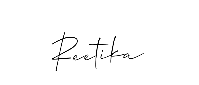 It looks lik you need a new signature style for name Reetika. Design unique handwritten (Allison_Script) signature with our free signature maker in just a few clicks. Reetika signature style 2 images and pictures png