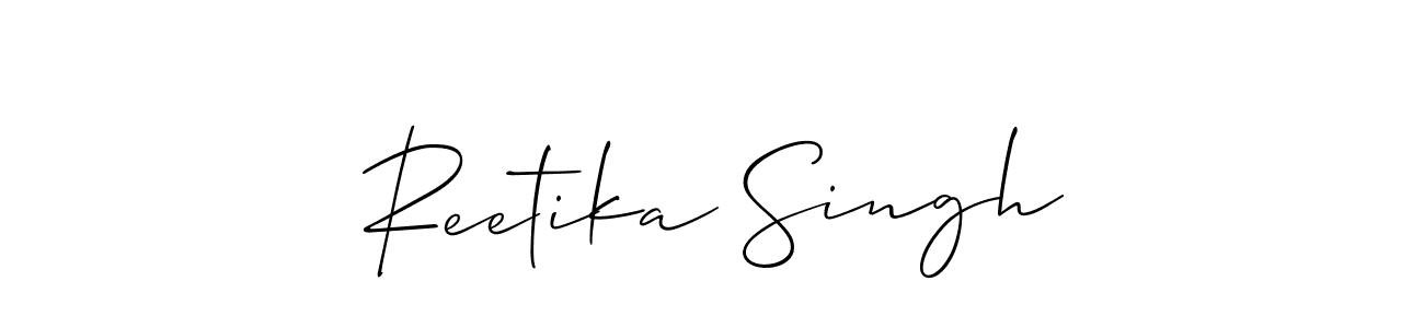 The best way (Allison_Script) to make a short signature is to pick only two or three words in your name. The name Reetika Singh include a total of six letters. For converting this name. Reetika Singh signature style 2 images and pictures png