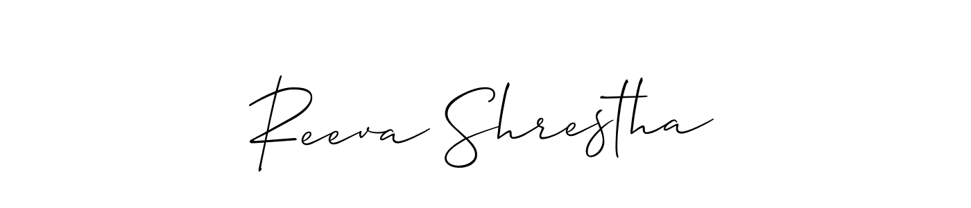 if you are searching for the best signature style for your name Reeva Shrestha. so please give up your signature search. here we have designed multiple signature styles  using Allison_Script. Reeva Shrestha signature style 2 images and pictures png