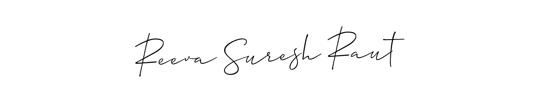 Use a signature maker to create a handwritten signature online. With this signature software, you can design (Allison_Script) your own signature for name Reeva Suresh Raut. Reeva Suresh Raut signature style 2 images and pictures png