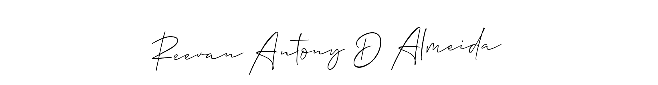 Use a signature maker to create a handwritten signature online. With this signature software, you can design (Allison_Script) your own signature for name Reevan Antony D Almeida. Reevan Antony D Almeida signature style 2 images and pictures png