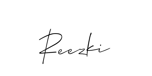 The best way (Allison_Script) to make a short signature is to pick only two or three words in your name. The name Reezki include a total of six letters. For converting this name. Reezki signature style 2 images and pictures png