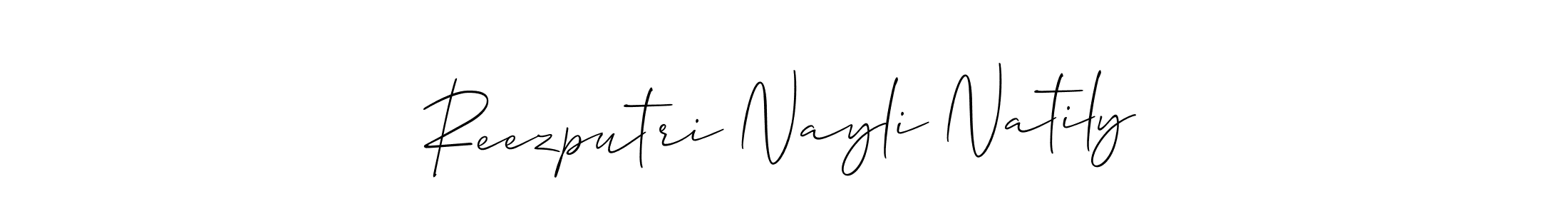 Similarly Allison_Script is the best handwritten signature design. Signature creator online .You can use it as an online autograph creator for name Reezputri Nayli Natily. Reezputri Nayli Natily signature style 2 images and pictures png