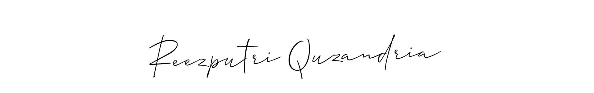 Also You can easily find your signature by using the search form. We will create Reezputri Quzandria name handwritten signature images for you free of cost using Allison_Script sign style. Reezputri Quzandria signature style 2 images and pictures png