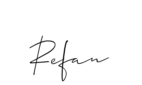 Use a signature maker to create a handwritten signature online. With this signature software, you can design (Allison_Script) your own signature for name Refan. Refan signature style 2 images and pictures png