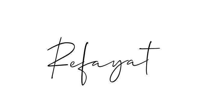 Also You can easily find your signature by using the search form. We will create Refayat name handwritten signature images for you free of cost using Allison_Script sign style. Refayat signature style 2 images and pictures png