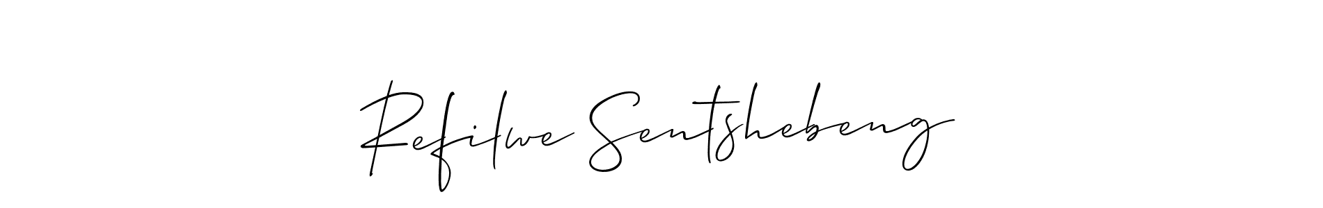 Also You can easily find your signature by using the search form. We will create Refilwe Sentshebeng name handwritten signature images for you free of cost using Allison_Script sign style. Refilwe Sentshebeng signature style 2 images and pictures png