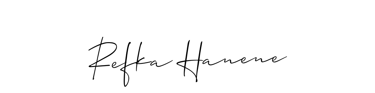 Allison_Script is a professional signature style that is perfect for those who want to add a touch of class to their signature. It is also a great choice for those who want to make their signature more unique. Get Refka Hanene name to fancy signature for free. Refka Hanene signature style 2 images and pictures png