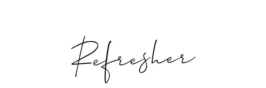 Make a short Refresher signature style. Manage your documents anywhere anytime using Allison_Script. Create and add eSignatures, submit forms, share and send files easily. Refresher signature style 2 images and pictures png