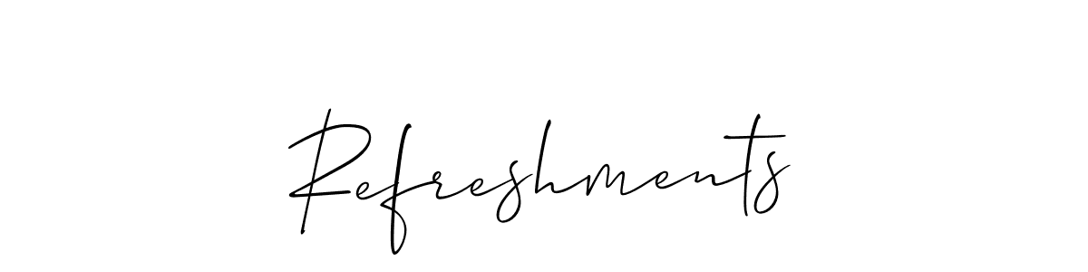 This is the best signature style for the Refreshments name. Also you like these signature font (Allison_Script). Mix name signature. Refreshments signature style 2 images and pictures png