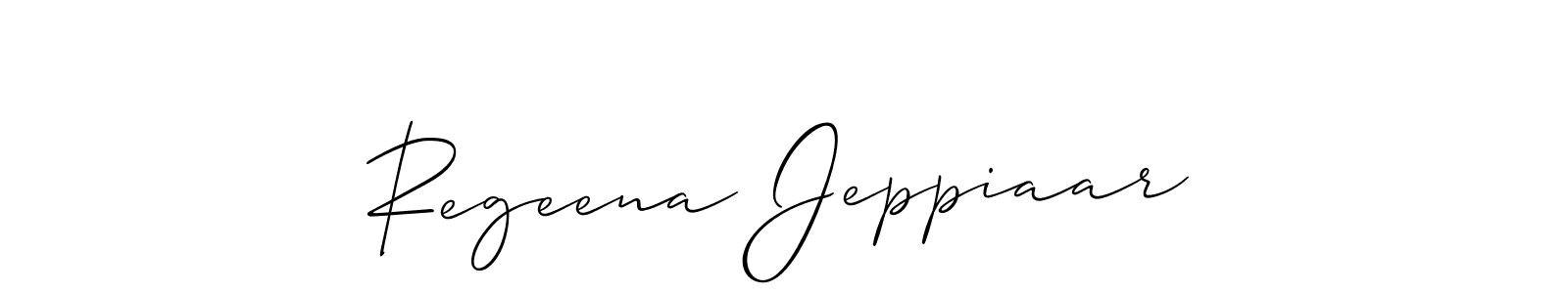 How to make Regeena Jeppiaar name signature. Use Allison_Script style for creating short signs online. This is the latest handwritten sign. Regeena Jeppiaar signature style 2 images and pictures png
