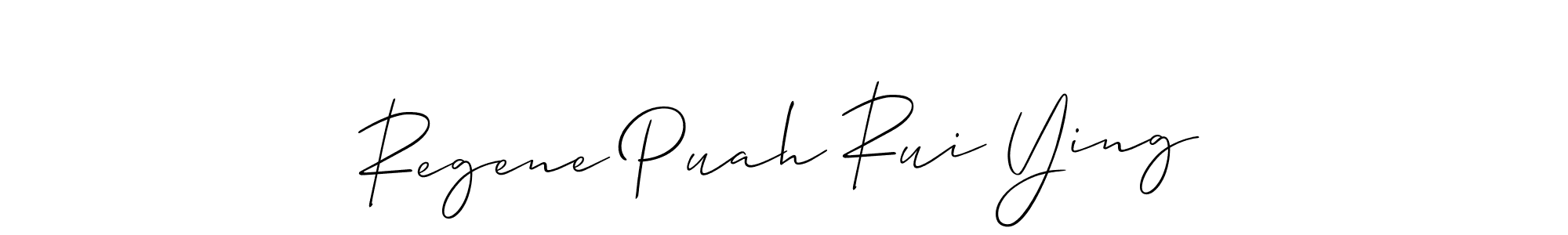 How to make Regene Puah Rui Ying name signature. Use Allison_Script style for creating short signs online. This is the latest handwritten sign. Regene Puah Rui Ying signature style 2 images and pictures png