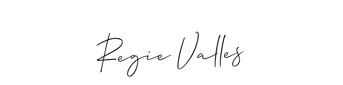 The best way (Allison_Script) to make a short signature is to pick only two or three words in your name. The name Regie Valles include a total of six letters. For converting this name. Regie Valles signature style 2 images and pictures png