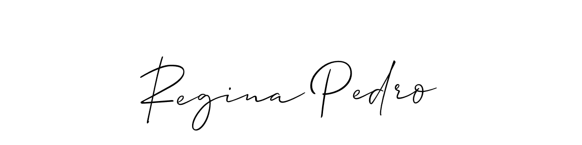 The best way (Allison_Script) to make a short signature is to pick only two or three words in your name. The name Regina Pedro include a total of six letters. For converting this name. Regina Pedro signature style 2 images and pictures png