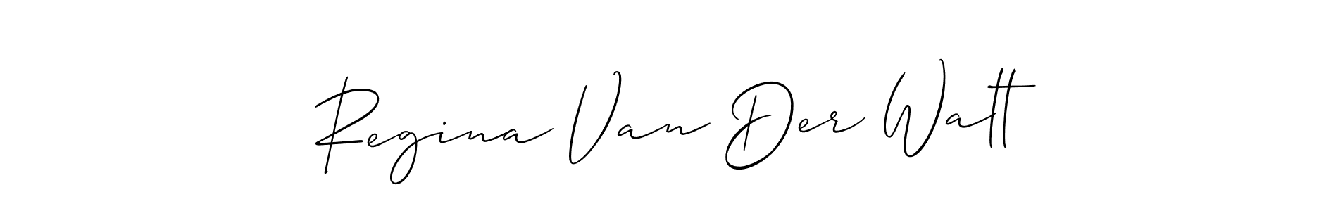 It looks lik you need a new signature style for name Regina Van Der Walt. Design unique handwritten (Allison_Script) signature with our free signature maker in just a few clicks. Regina Van Der Walt signature style 2 images and pictures png