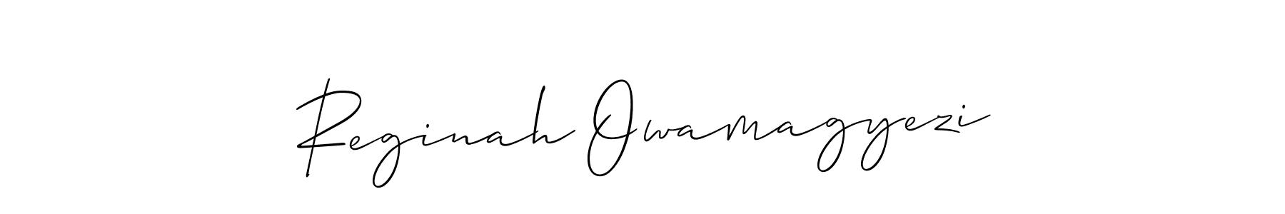 Make a short Reginah Owamagyezi signature style. Manage your documents anywhere anytime using Allison_Script. Create and add eSignatures, submit forms, share and send files easily. Reginah Owamagyezi signature style 2 images and pictures png
