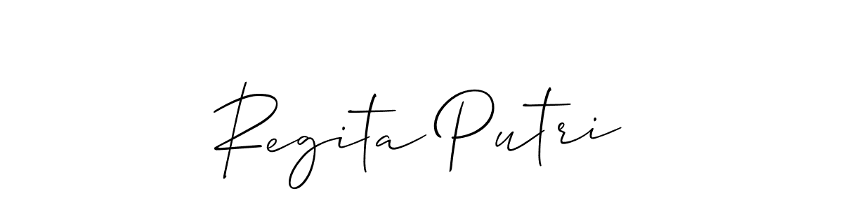 This is the best signature style for the Regita Putri name. Also you like these signature font (Allison_Script). Mix name signature. Regita Putri signature style 2 images and pictures png