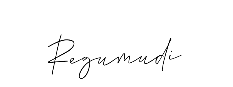 Create a beautiful signature design for name Regumudi. With this signature (Allison_Script) fonts, you can make a handwritten signature for free. Regumudi signature style 2 images and pictures png