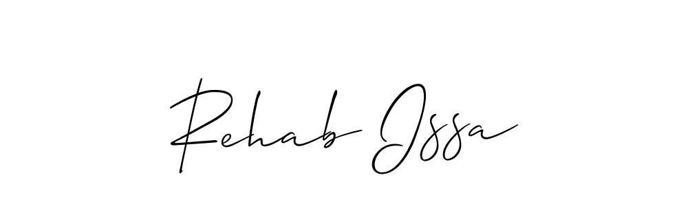 This is the best signature style for the Rehab Issa name. Also you like these signature font (Allison_Script). Mix name signature. Rehab Issa signature style 2 images and pictures png