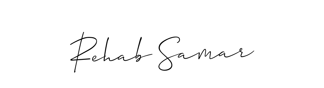 Allison_Script is a professional signature style that is perfect for those who want to add a touch of class to their signature. It is also a great choice for those who want to make their signature more unique. Get Rehab Samar name to fancy signature for free. Rehab Samar signature style 2 images and pictures png