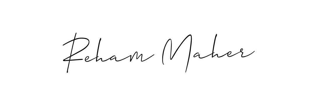 Also You can easily find your signature by using the search form. We will create Reham Maher name handwritten signature images for you free of cost using Allison_Script sign style. Reham Maher signature style 2 images and pictures png