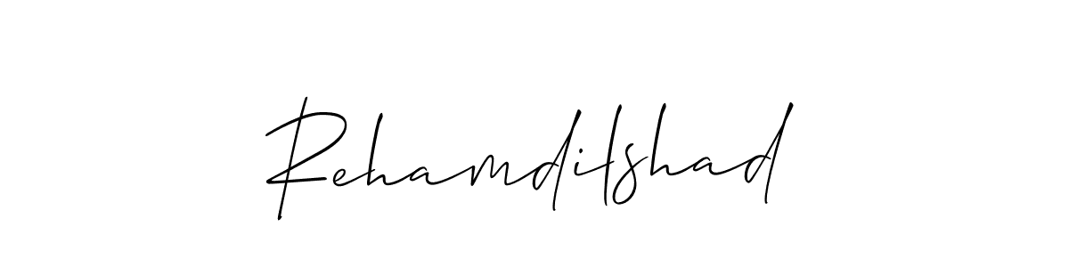 Create a beautiful signature design for name Rehamdilshad. With this signature (Allison_Script) fonts, you can make a handwritten signature for free. Rehamdilshad signature style 2 images and pictures png