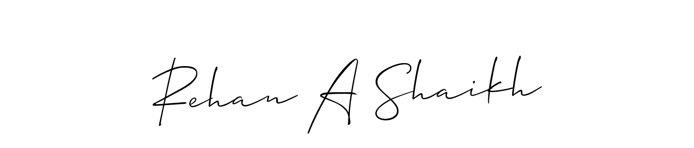 Use a signature maker to create a handwritten signature online. With this signature software, you can design (Allison_Script) your own signature for name Rehan A Shaikh. Rehan A Shaikh signature style 2 images and pictures png
