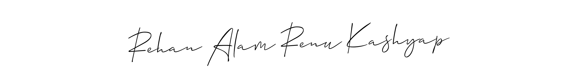Similarly Allison_Script is the best handwritten signature design. Signature creator online .You can use it as an online autograph creator for name Rehan Alam Renu Kashyap. Rehan Alam Renu Kashyap signature style 2 images and pictures png