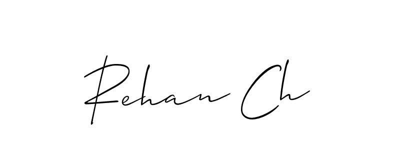 The best way (Allison_Script) to make a short signature is to pick only two or three words in your name. The name Rehan Ch include a total of six letters. For converting this name. Rehan Ch signature style 2 images and pictures png