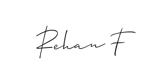 Rehan F stylish signature style. Best Handwritten Sign (Allison_Script) for my name. Handwritten Signature Collection Ideas for my name Rehan F. Rehan F signature style 2 images and pictures png