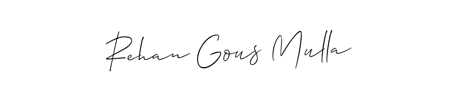 Create a beautiful signature design for name Rehan Gous Mulla. With this signature (Allison_Script) fonts, you can make a handwritten signature for free. Rehan Gous Mulla signature style 2 images and pictures png