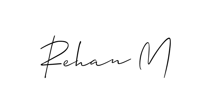 if you are searching for the best signature style for your name Rehan M. so please give up your signature search. here we have designed multiple signature styles  using Allison_Script. Rehan M signature style 2 images and pictures png