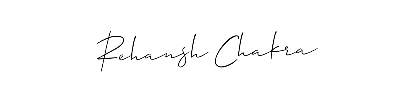 if you are searching for the best signature style for your name Rehansh Chakra. so please give up your signature search. here we have designed multiple signature styles  using Allison_Script. Rehansh Chakra signature style 2 images and pictures png