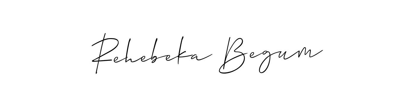 Make a short Rehebeka Begum signature style. Manage your documents anywhere anytime using Allison_Script. Create and add eSignatures, submit forms, share and send files easily. Rehebeka Begum signature style 2 images and pictures png