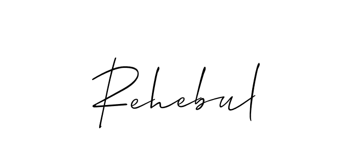 Create a beautiful signature design for name Rehebul. With this signature (Allison_Script) fonts, you can make a handwritten signature for free. Rehebul signature style 2 images and pictures png