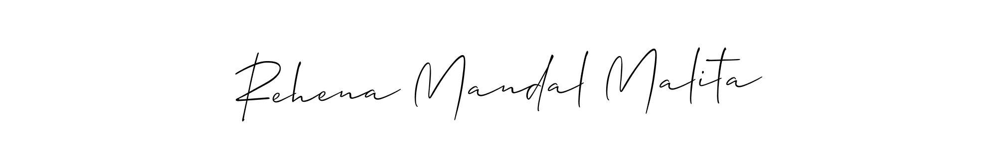 Allison_Script is a professional signature style that is perfect for those who want to add a touch of class to their signature. It is also a great choice for those who want to make their signature more unique. Get Rehena Mandal Malita name to fancy signature for free. Rehena Mandal Malita signature style 2 images and pictures png