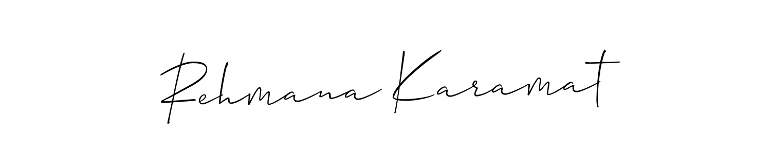 Allison_Script is a professional signature style that is perfect for those who want to add a touch of class to their signature. It is also a great choice for those who want to make their signature more unique. Get Rehmana Karamat name to fancy signature for free. Rehmana Karamat signature style 2 images and pictures png