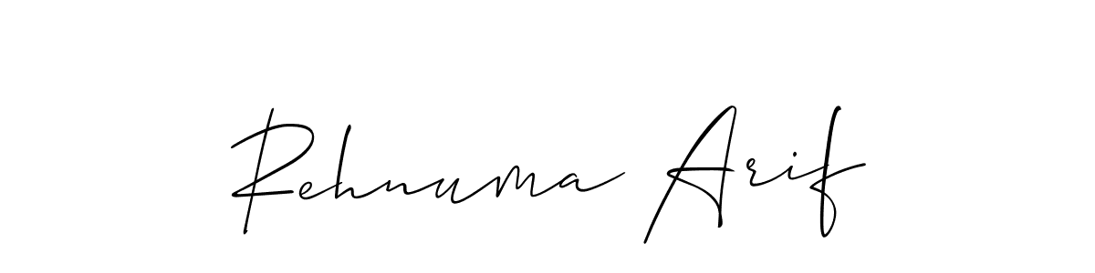 Make a beautiful signature design for name Rehnuma Arif. With this signature (Allison_Script) style, you can create a handwritten signature for free. Rehnuma Arif signature style 2 images and pictures png