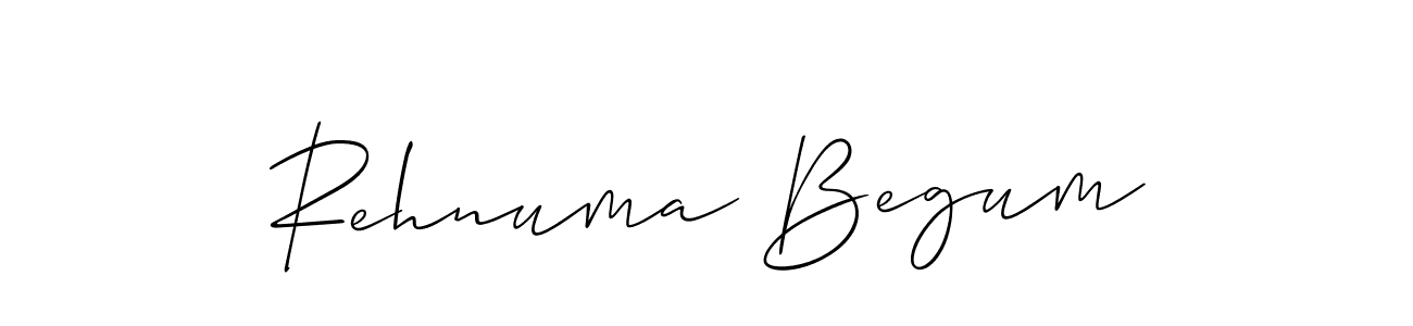 Create a beautiful signature design for name Rehnuma Begum. With this signature (Allison_Script) fonts, you can make a handwritten signature for free. Rehnuma Begum signature style 2 images and pictures png